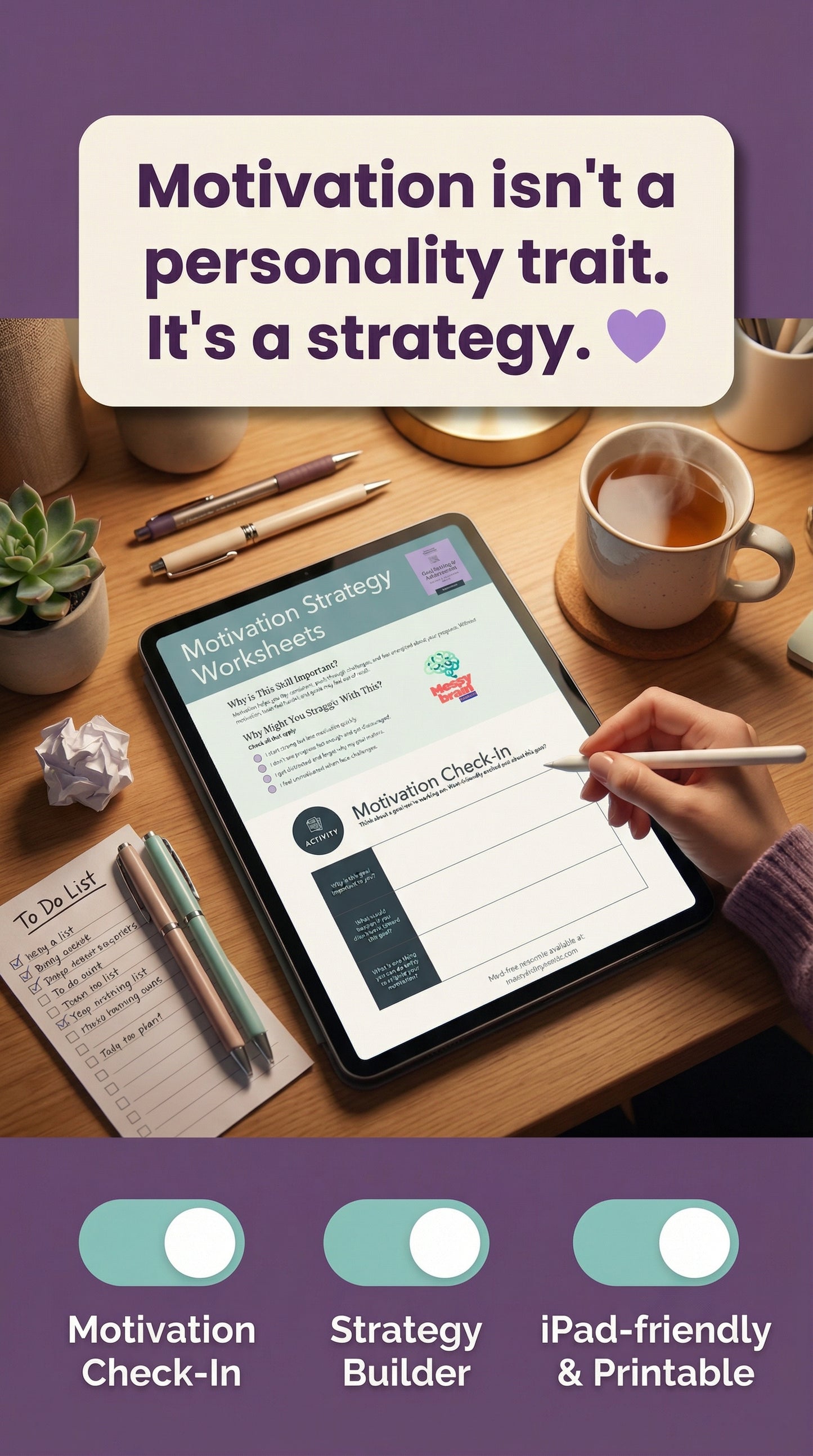 Free Motivation Strategy Worksheets for ADHD Brains 💜